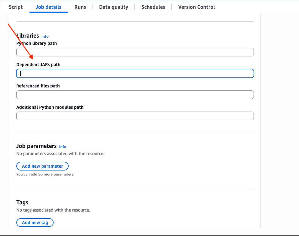 Glue Notebook JAR path options